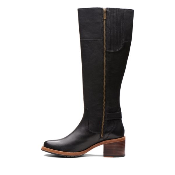 Clarks Womens Clarkdale Sona Knee High Boots Black | UK-386951